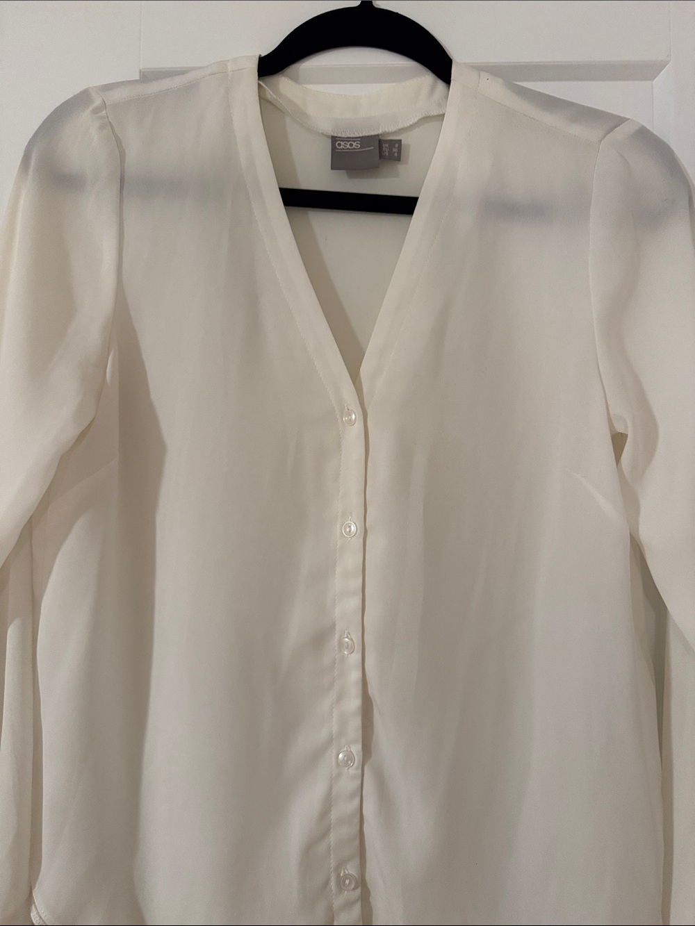 ASOS White V-Neck Button-Front Blouse - Picture 2 of 3